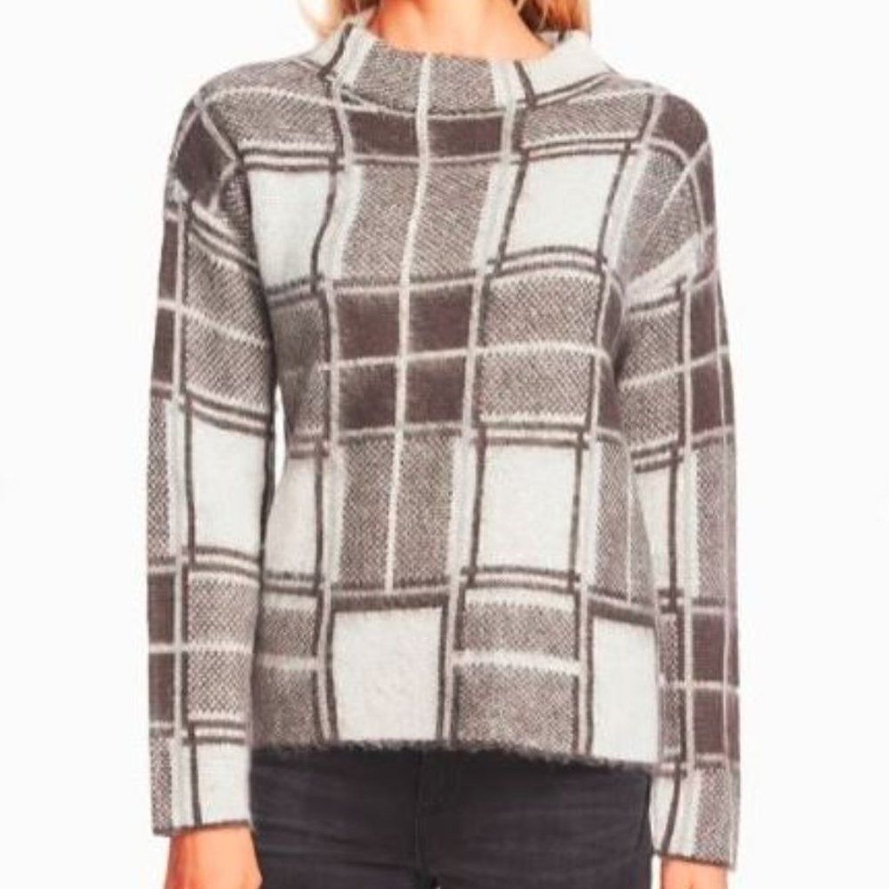 Vince Camuto Plaid Dressy Mock Turtleneck Top